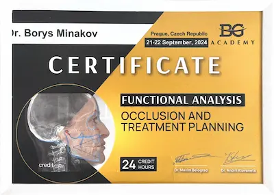 CERTIFICATE: OCCLUSION AND TREATMENT PLANNING - Borys Minakov
