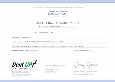 Certificate - Yuliia Rudzynska