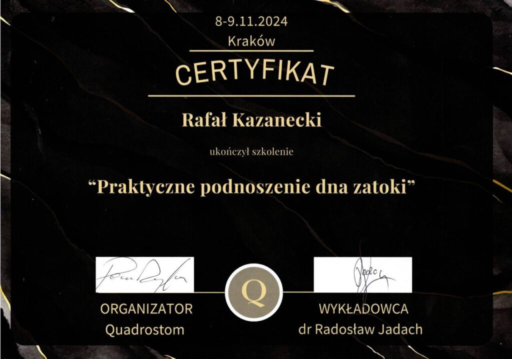 CERTIFICATE: «Practical sinus floor elevation» - Rafal Kazanecki